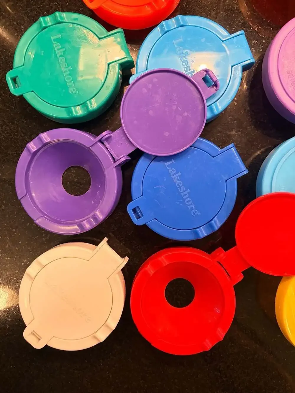 Lakeshore and S&S Worldwide No Spill Paint Cup or Paint Jar Lids Set of 14